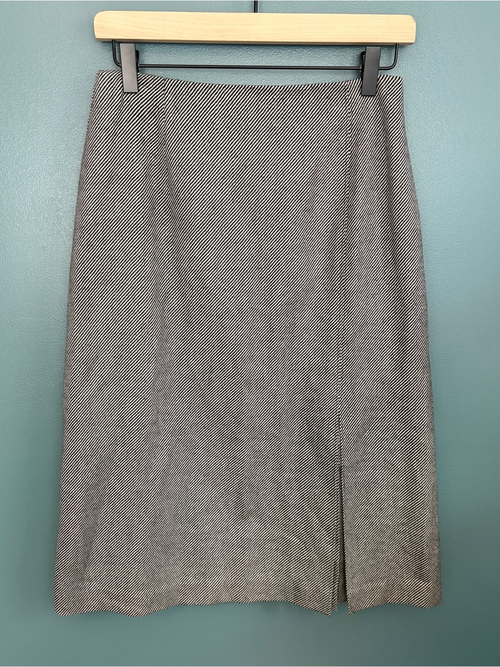 Talbots Vintage 100% Wool Diagonal Pinstripe Pencil Midi Skirt Size 10